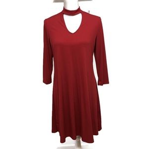 CHETTA B Christmas Red NWOT Keyhole Choker Dress Size L